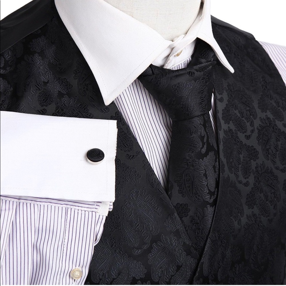 Black Designer Vest Set